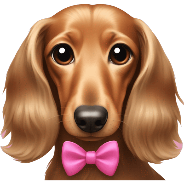 Longhaired Dachshund with a pink bow emoji