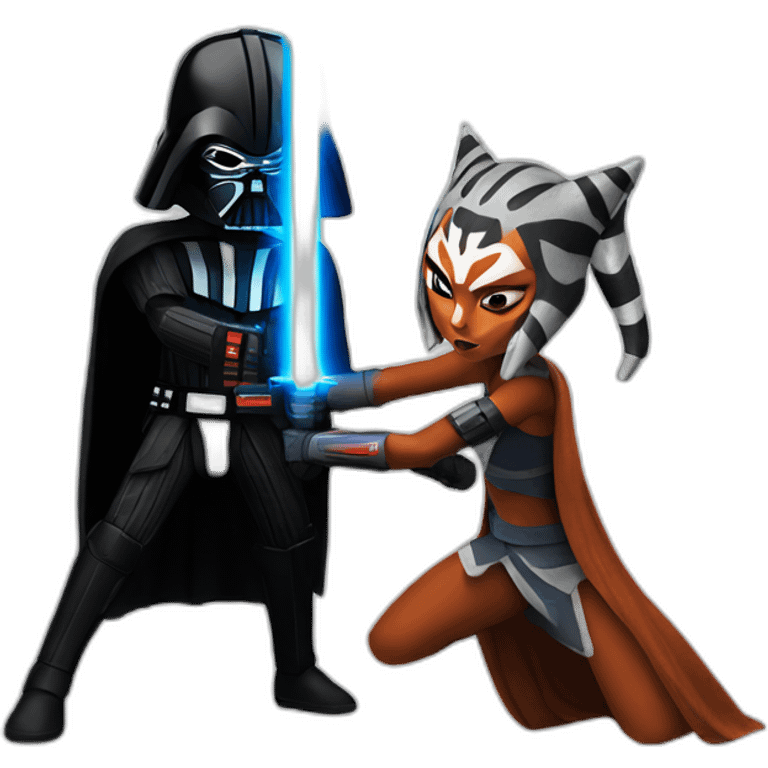 ahsoka fighting darth vader with a lightsaber emoji