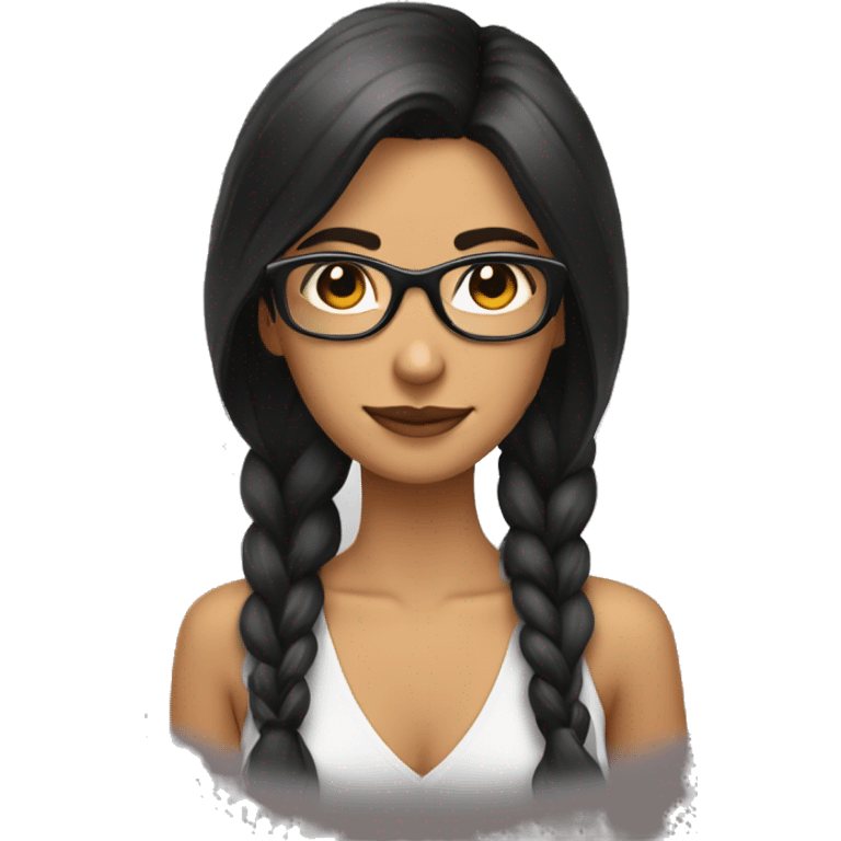 morena con pelo largo y gafas emoji