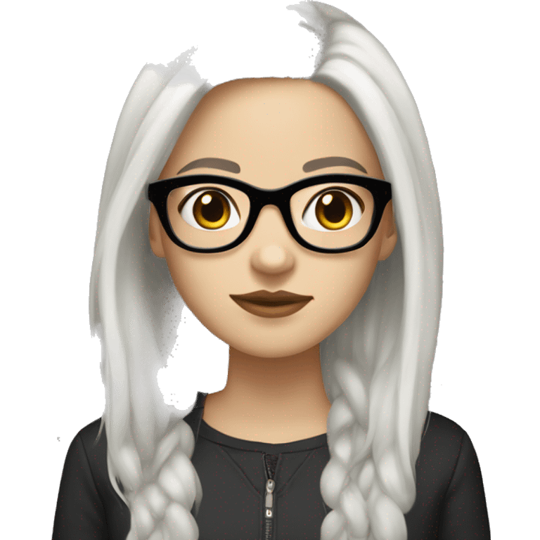 white-skinned girl with medium-length black hair with a cascade hairstyle in glasses with transparent frames emoji