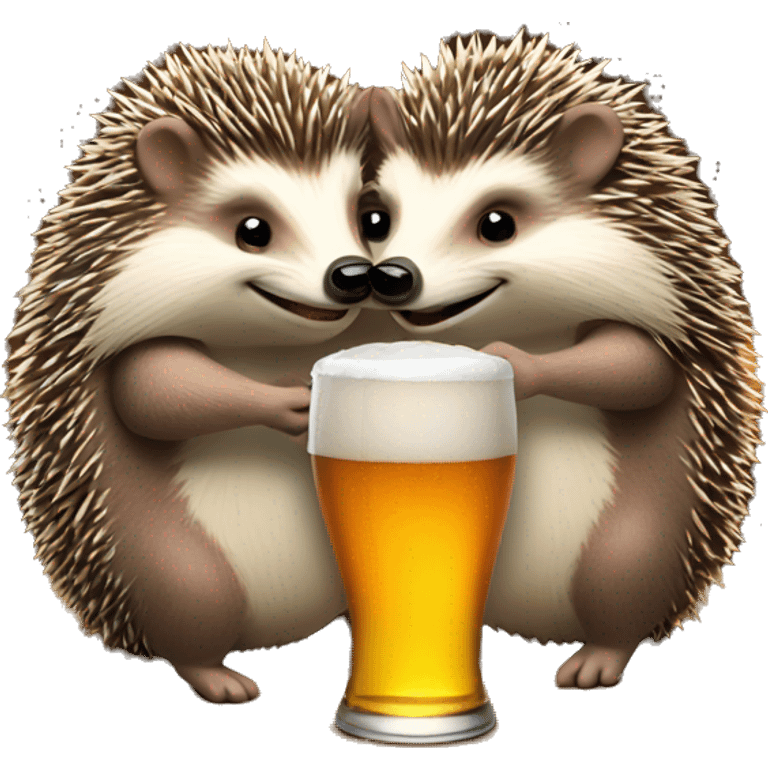 two hedgehogs in love drinking beer emoji