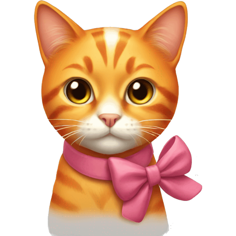 Orange cat with bow emoji