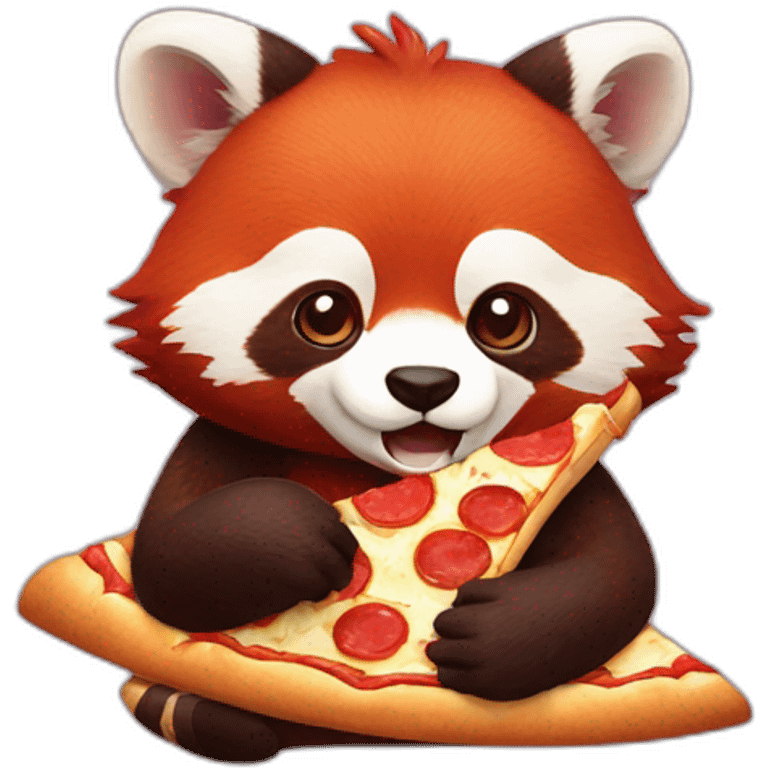 red panda eating pizza emoji