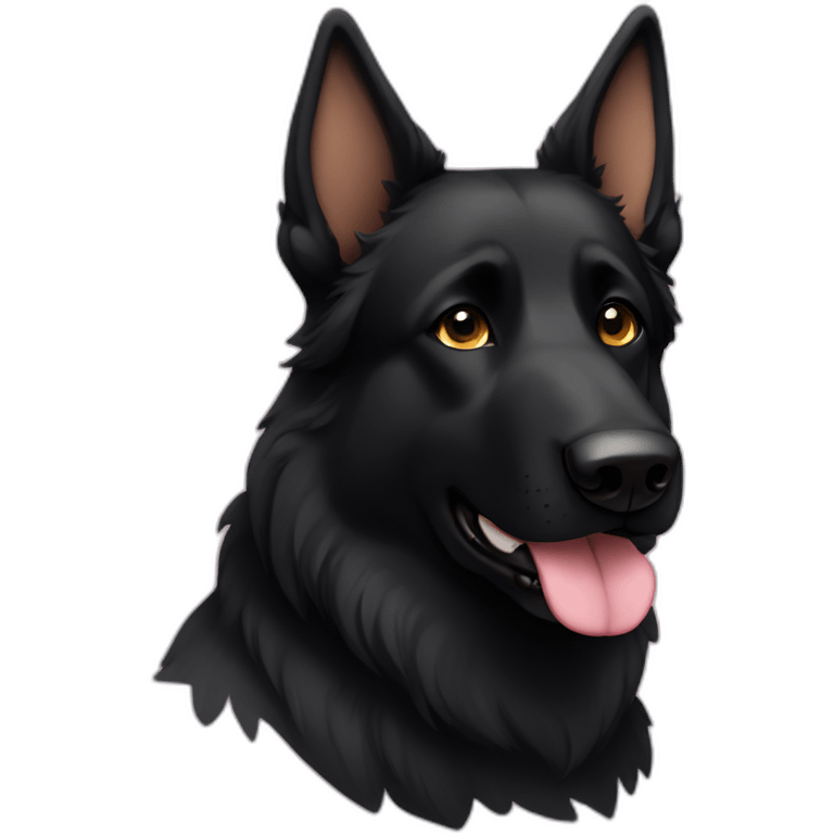 Black german shepherd with tan eyebrows and hearts emoji