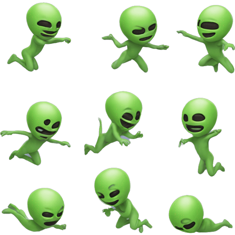 Alien doing a back flip emoji