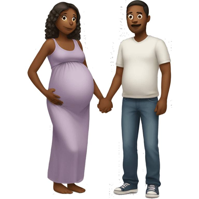 A pregnant woman with her husband  emoji