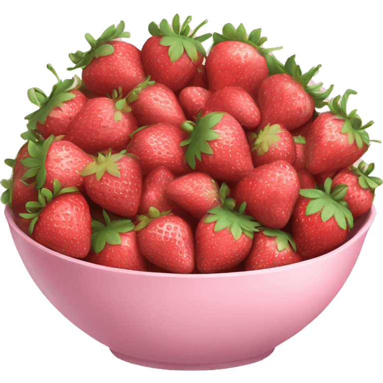 large fancy pastel pink bowl of strawberries emoji