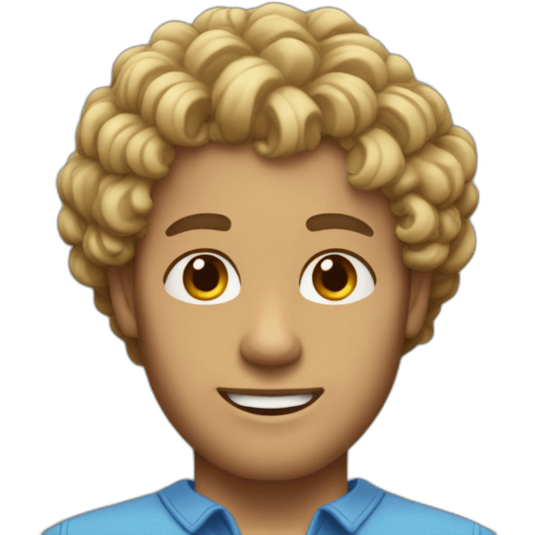 Man with curly brown hair and blond ends but no mustache and with a tan skin  emoji