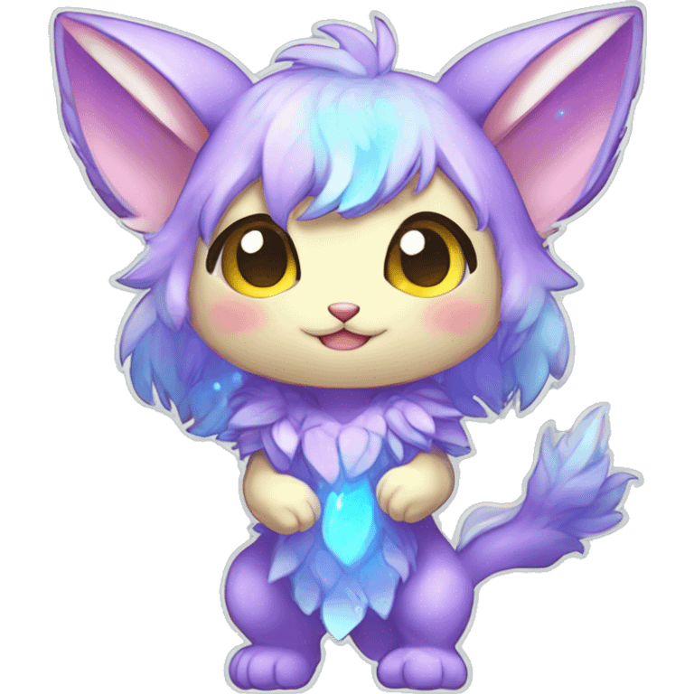 Cute Kawaii Chibi Anthro Sona Colorful Ethereal Pretty see Godly Celestial Shiny Fakemon Full Body emoji