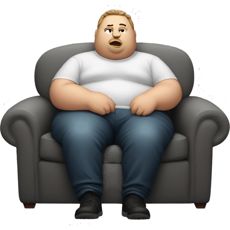 Fat man with cat head on the couch emoji