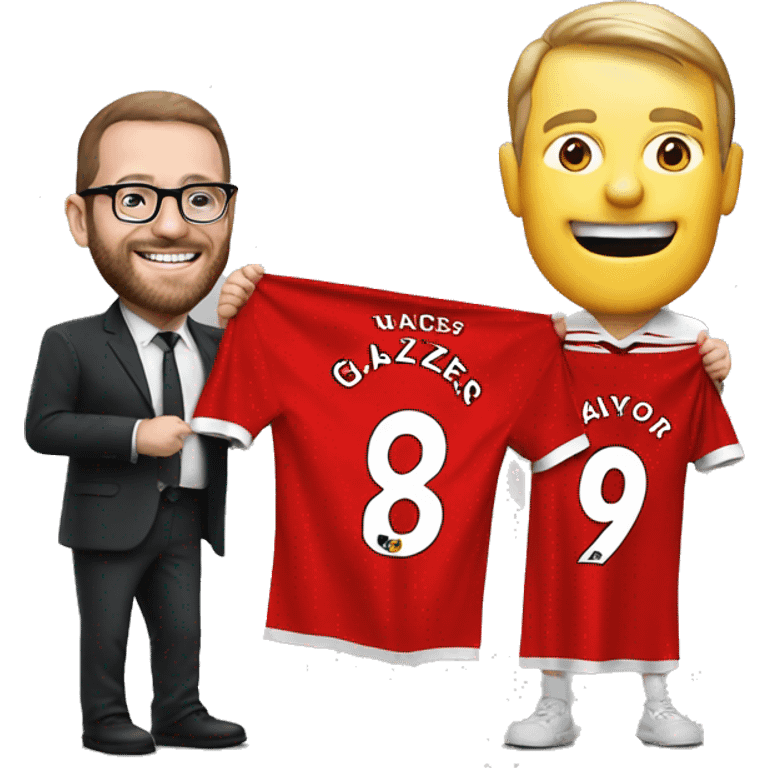 A manchester united fan holding a glazers out banner emoji