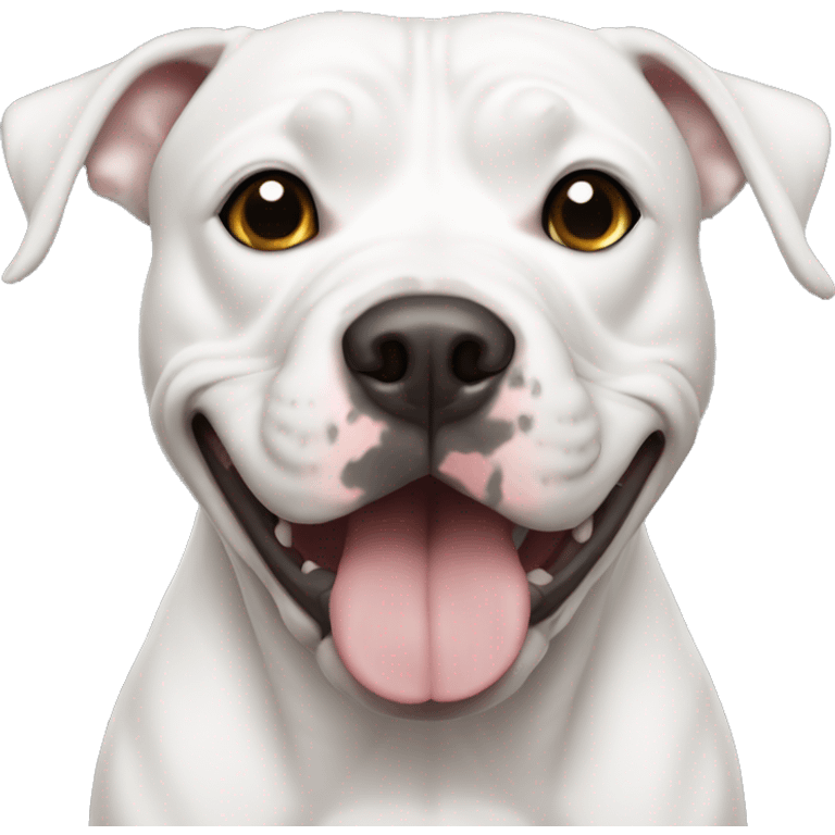 White pit bull with black spot emoji