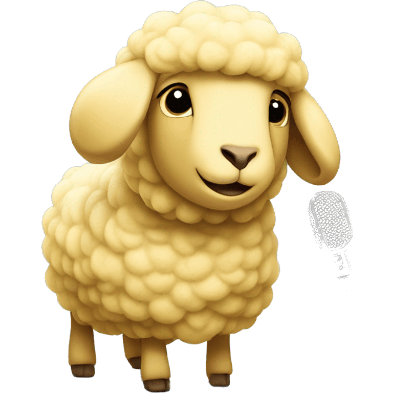 yellow sheep rapping like eminem with microphone emoji