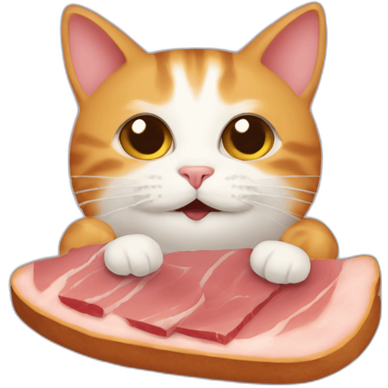 manuru cat eats ham emoji