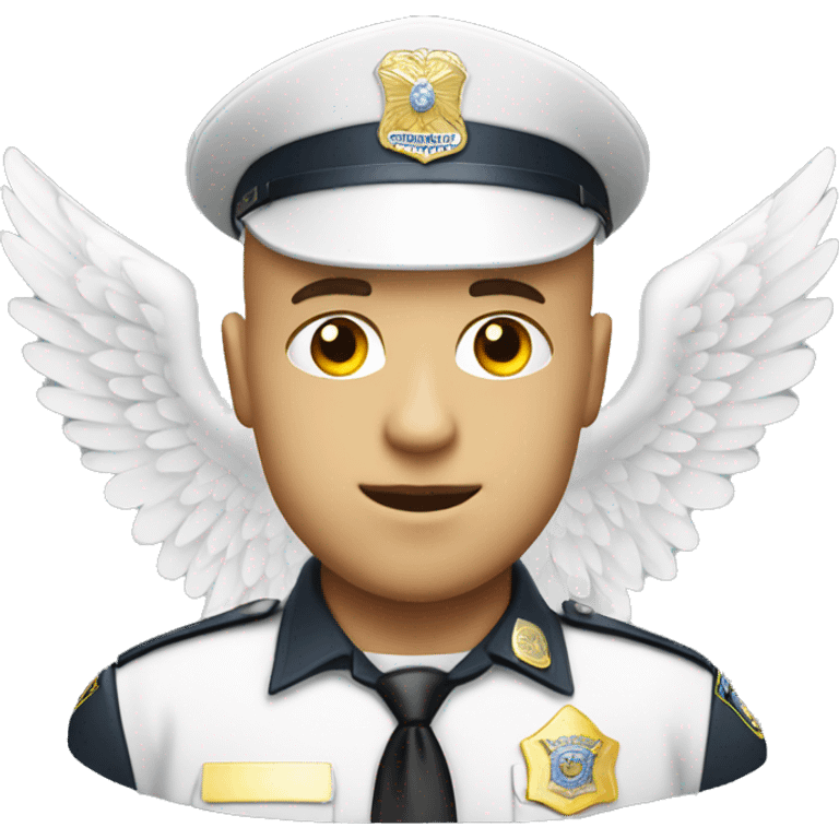 A WHITE Police man bald with cap with Big ANGEL WINGS emoji