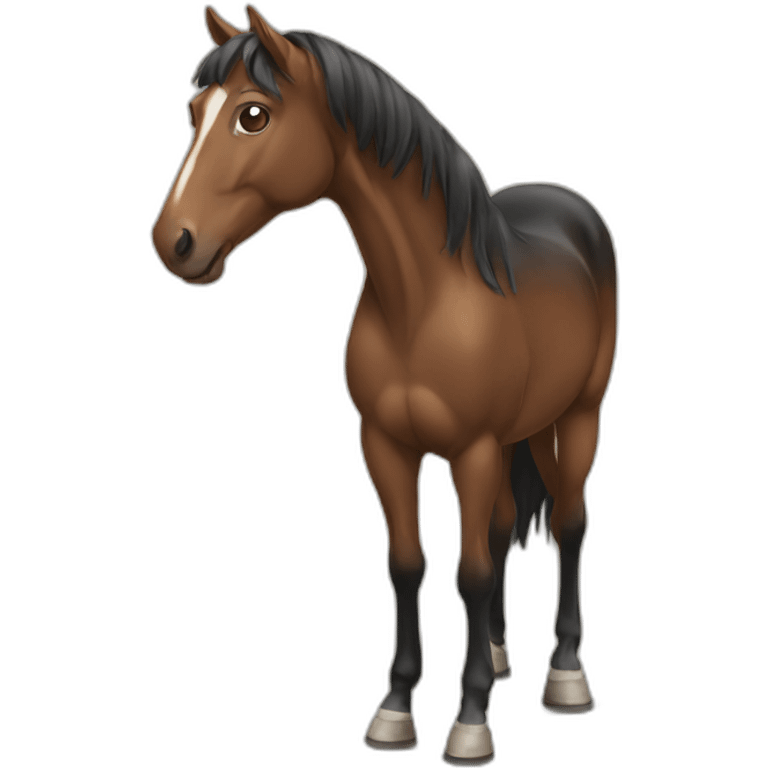 A horse wearing a short emoji