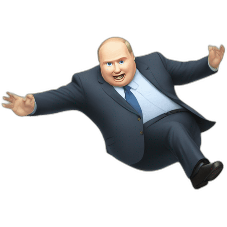 Fat vladimir poutine jumping into a pile of money emoji