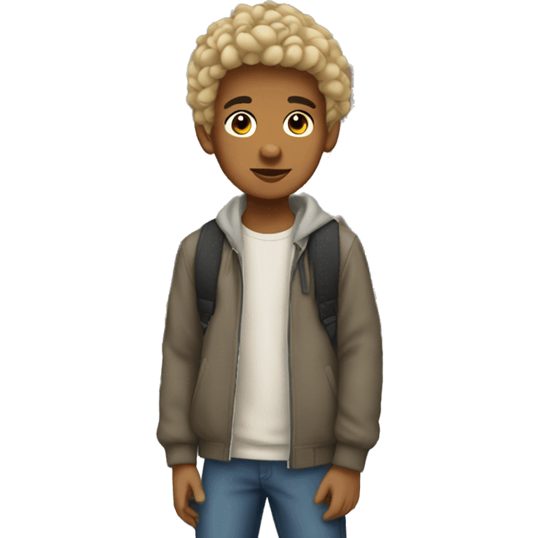 Teenage biracial boy on a street  emoji