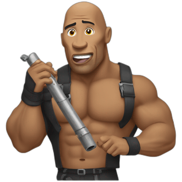 the rock eating a metal pipe emoji