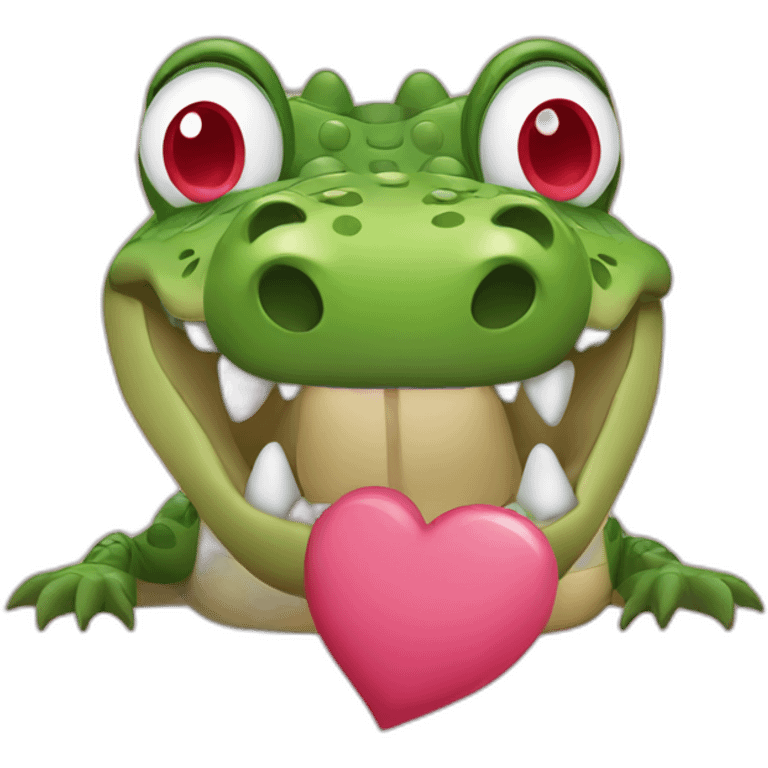 crocodile with hearts instead of eyes emoji