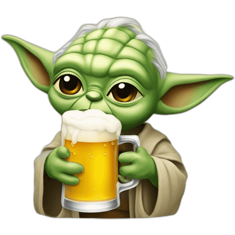 Yoda dring a beer emoji