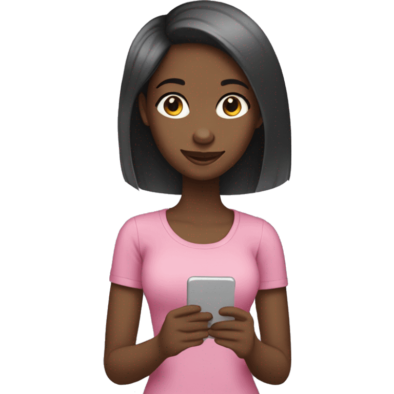 Black girl with straight hair texting emoji