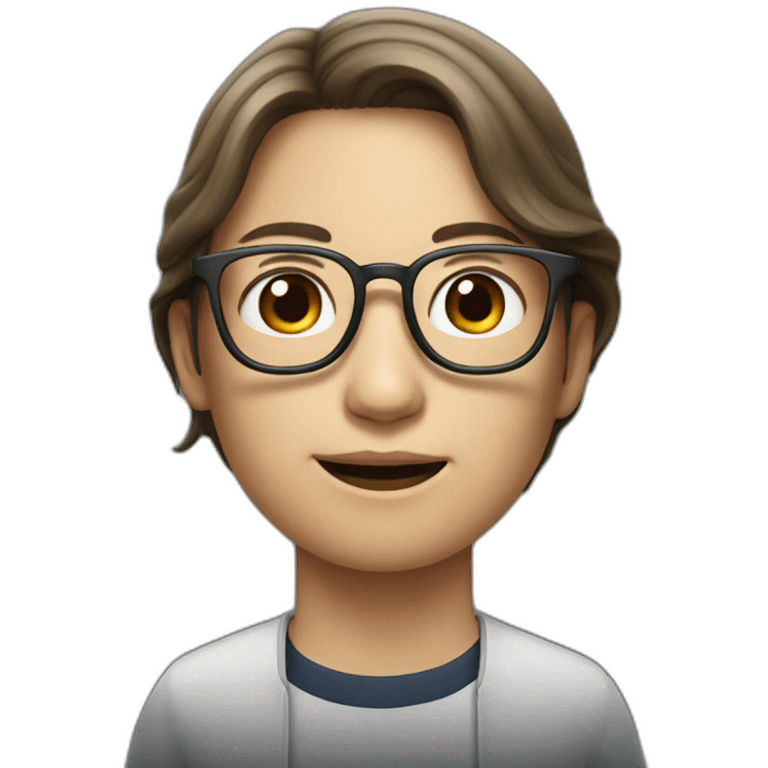 Tim cook with a brown hair Korean girl with eyeglasses emoji