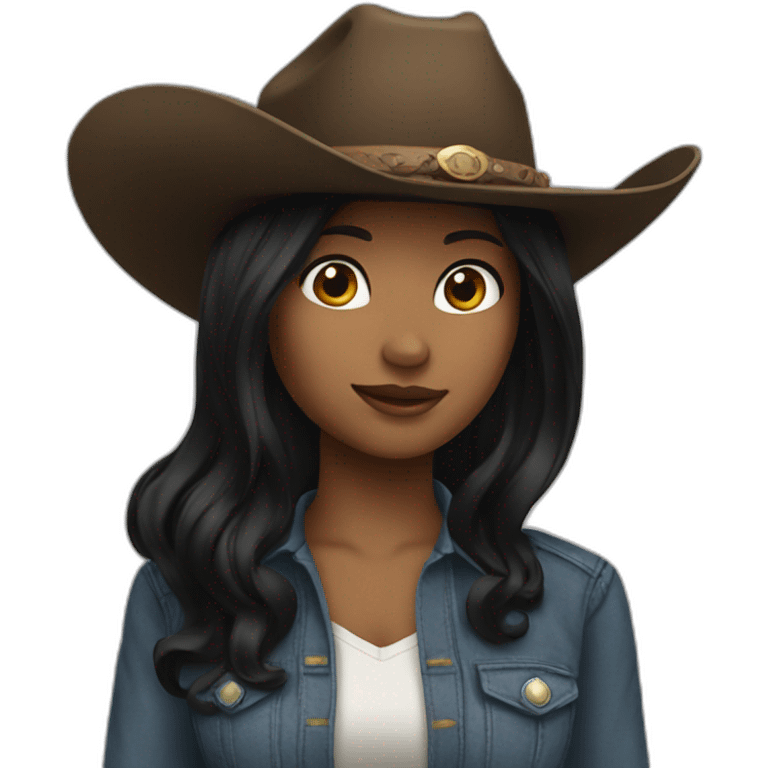 cowgirl straight black hair emoji