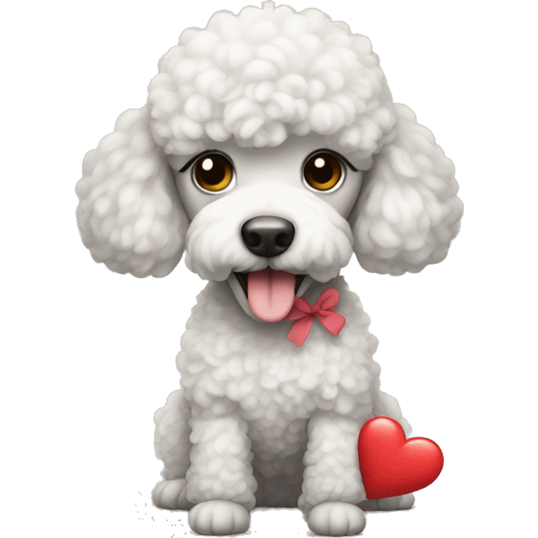 A poodle holding heart emoji