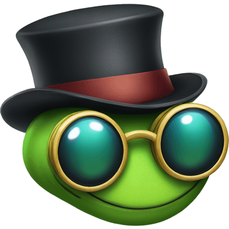 caterpillar with sunglasses and top hat emoji