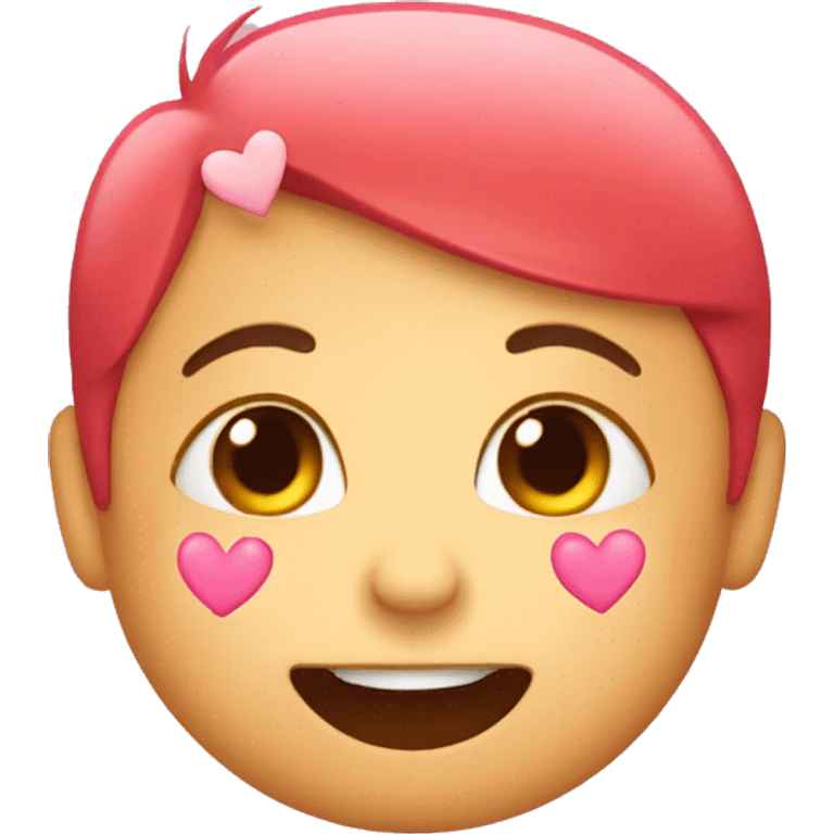 Cute emoji blushing with hearts emoji