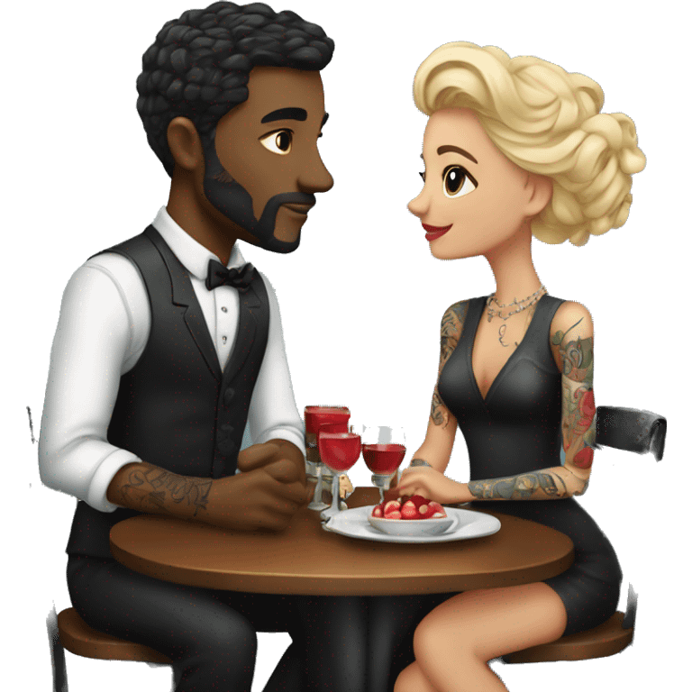 Romantic fancy date for beautiful tattooed couple emoji