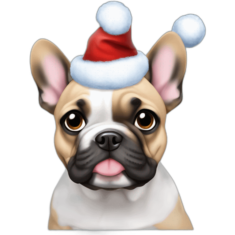 merle frenchie christmas hat blue eye emoji