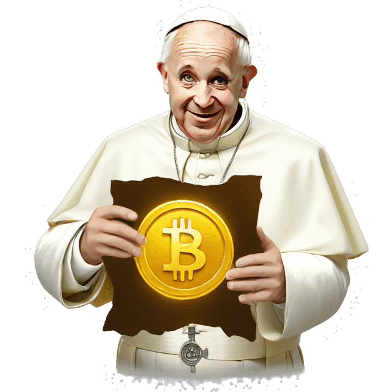 The pope holding Bitcoin emoji