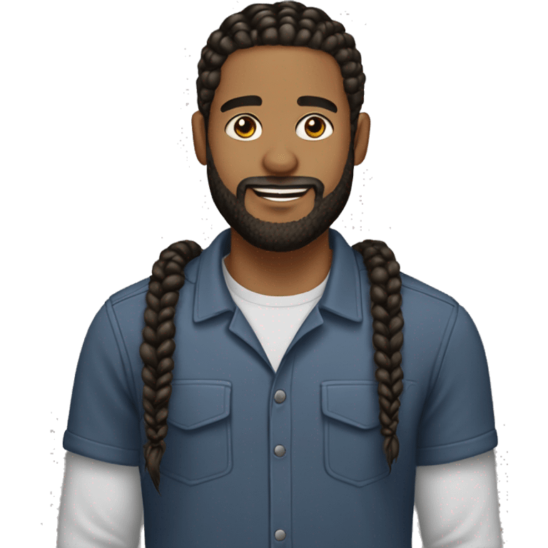 Light skin man beard and braids emoji