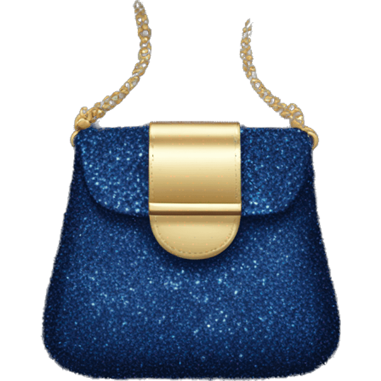 Realistic navy blue Sparkle glitter with fur purse isolated.  emoji