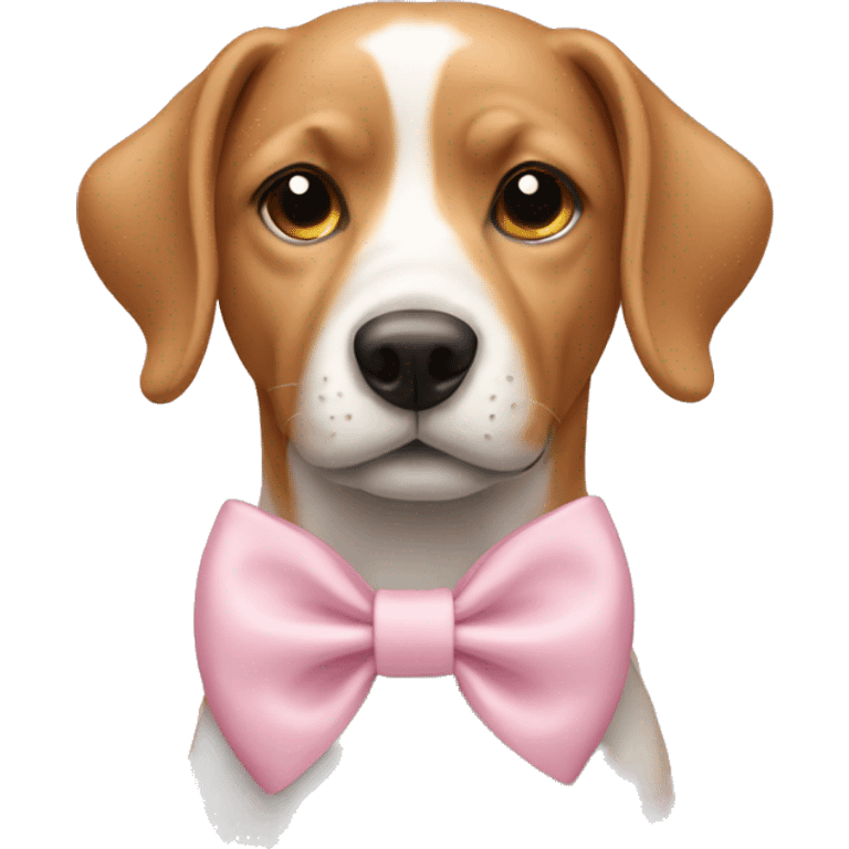 Dog wearing light pink bow emoji