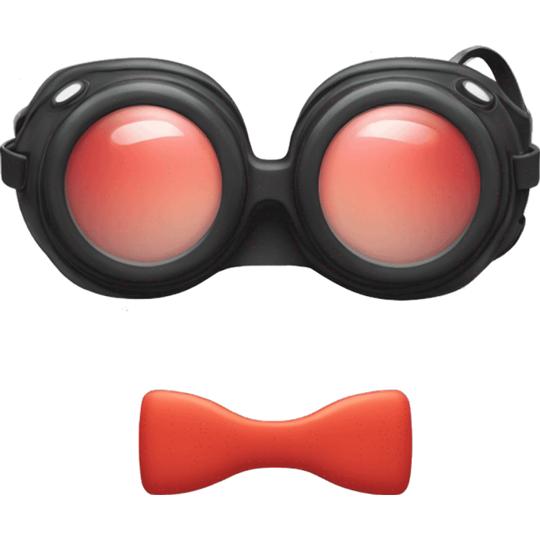 swimming goggles with red frame，cat-eye or spindle-like form emoji