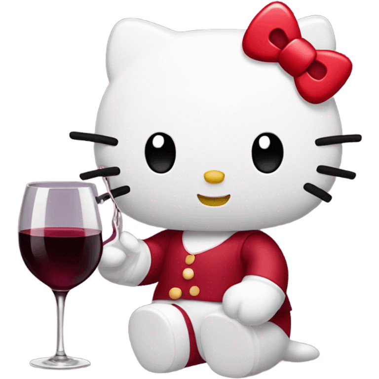 Hello Kitty drinking red wine emoji