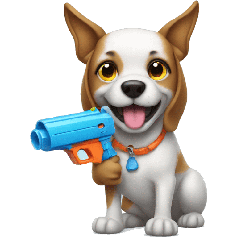 Dog holding watergun  emoji