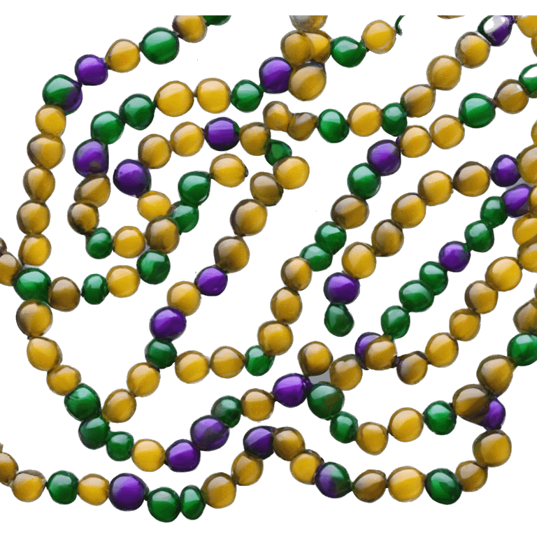 Realistic full image transparent glass mardi gras color bead necklaces. emoji