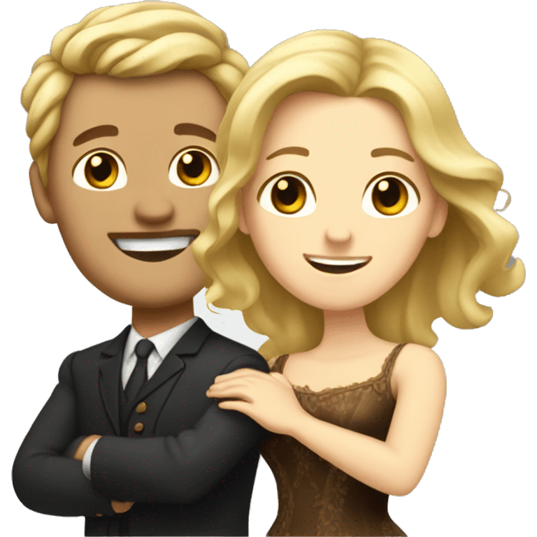  man with blond hair and woman with brown hair dancing waltz emoji