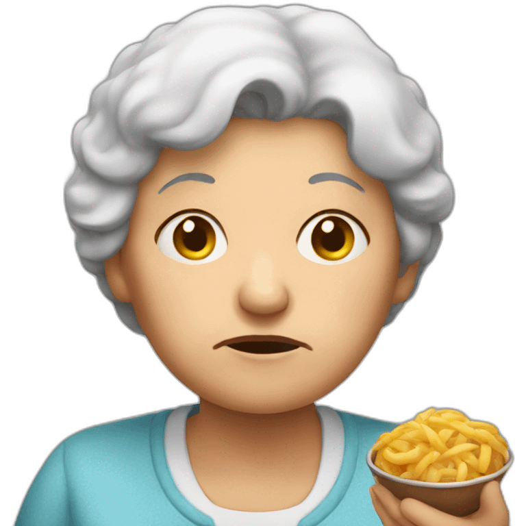 sad grandma holding food emoji