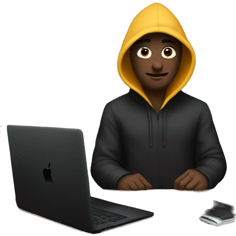 A hacker with black macbook emoji