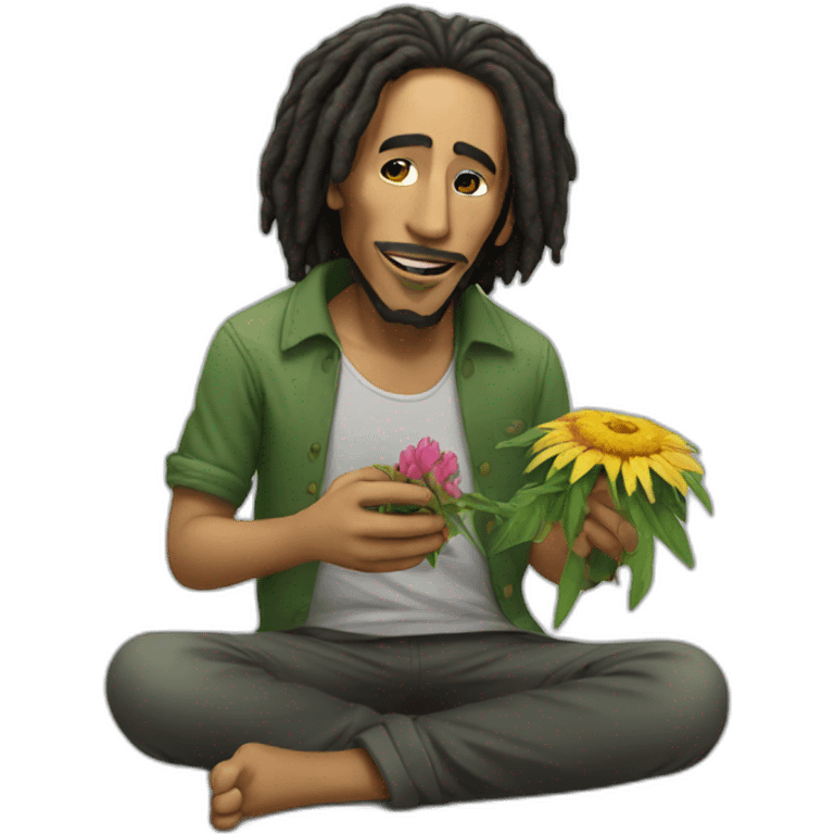 Bob Marley eating flowers emoji