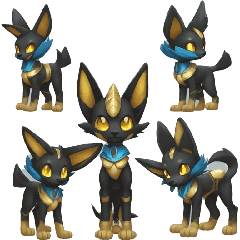 Shiny Chibi Anubis-Umbreon-Lucario-Fakémon full body emoji