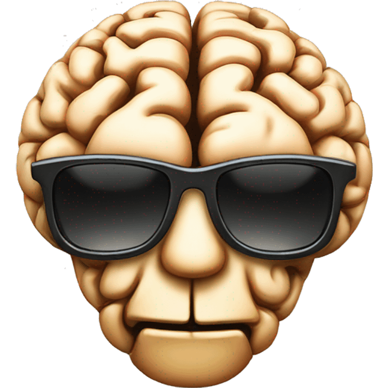 a brain wearing sunglasses. mix the brain emoji with the cool sunglasses smiley emoji emoji