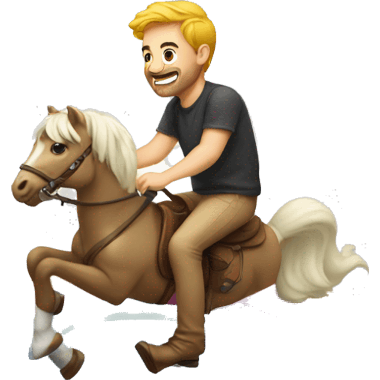 Gay guy riding a rainbow emoji