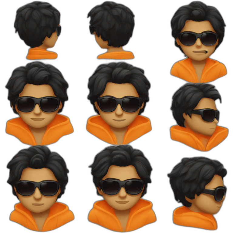 Bangla boy with Orange sunglasses and black medium hair emoji