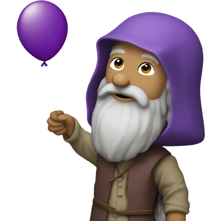 leonardo da Vinci holds a purple balloon in his hand emoji